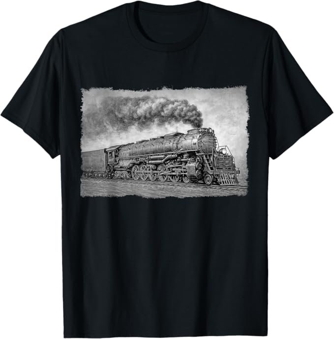 Big Boy Steam Train Vintage Grayscale Dad Shirt
